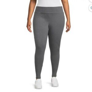 Terra & Sky Womens Plus Size Grey Stretch Leggings 1X 16W-18W Cotton Blend